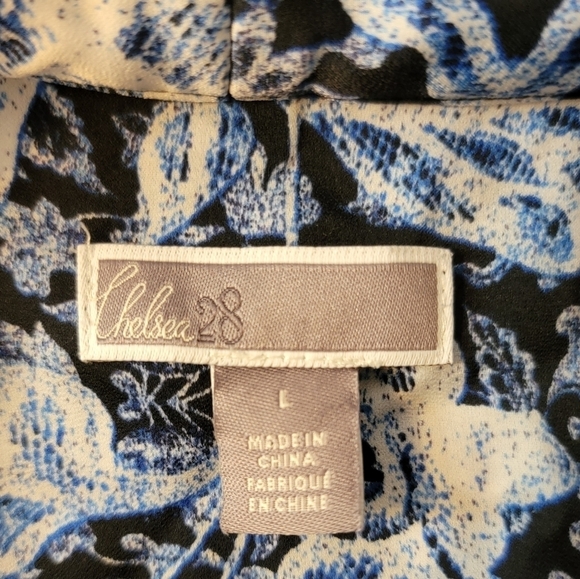 Chelsea28 Faux Wrap Sleeveless Floral Blouse Loose Blue Pullover Lightweight‎ V - Picture 9 of 13